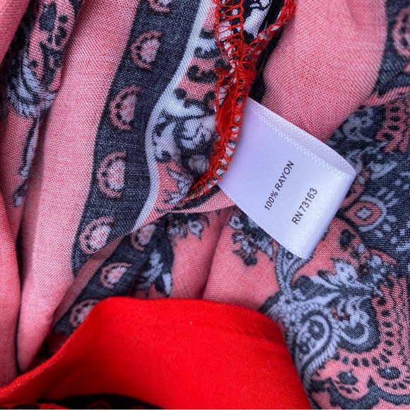 Melissa Paige petite bandana blouse red short sleeve with side tie sz PM - Picture 6 of 8